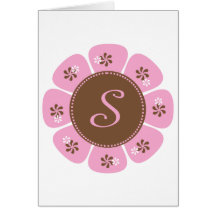 Brown and Pink Monogram S Greeting Card