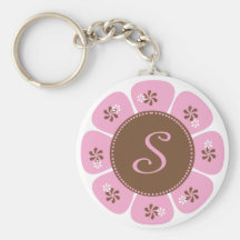 Brown and Pink Monogram S Keychains