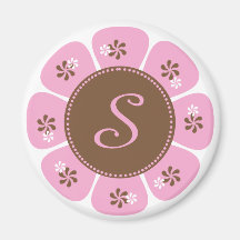 Brown and Pink Monogram S Magnet
