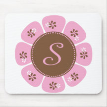 Brown and Pink Monogram S Mouse Pads