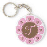 Brown and Pink Monogram T Keychains
