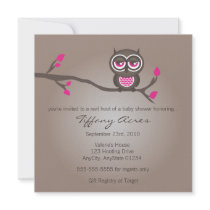 Brown and Pink Owl Invitation