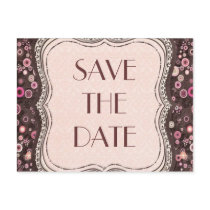 Brown and Pink Save the date Post Cards