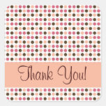 Brown and Pink Thank You Stickers