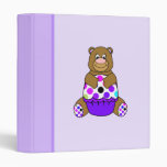 Brown And Purple Polkadot Bear Vinyl Binder
