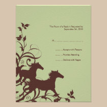Brown and Sage Wild Horses Wedding RSVP card invitations