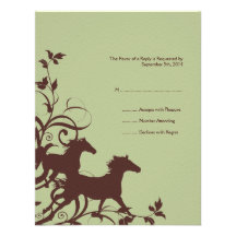 Brown and Sage Wild Horses Wedding RSVP card Announcements