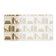 Brown and Tan Colour Books on Shelf. Custom Shipping Labels
