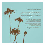 Brown and Teal Chic Flower Wedding Invitation