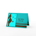 Brown and Turquoise Baby Shower Invite Cards