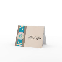Brown and Turquoise Starfish Wedding Thank You Card