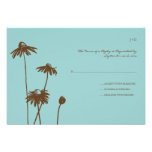 Brown and White Chic Flower Wedding RSVP Custom Announcements