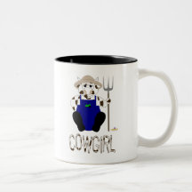 Brown And White Farmer Cow Brown White Cowgirl Mug