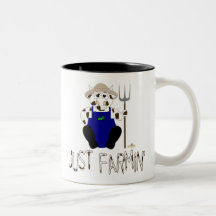 Brown And White Farmer Cow Brown White Just Farmin Coffee Mug