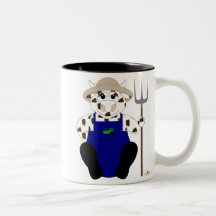 Brown And White Farmer Cow Mugs