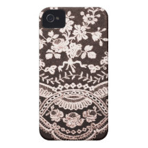 Brown And White Floral Lace iPhone 4 Covers