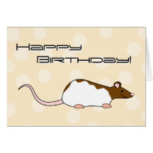 Brown and White Hooded Pet Rat. Birthday Greeting Cards