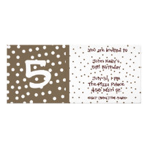 Brown and White Polkadot Birthday Invitation