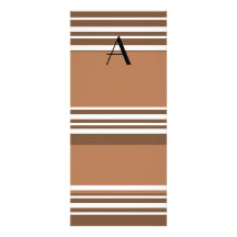 Brown and white stripes monogram full color rack card