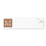 Brown and White Wood Effect Custom Monogram bumper stickers