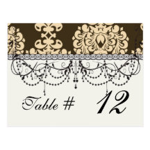 brown and yellow damask postcards
