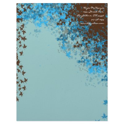 Brown & Aqua Blue Leaves Letterhead by samack