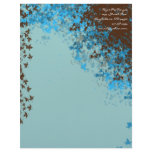 Brown & Aqua Blue Leaves Letterhead
