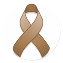 Brown Awareness Ribbon Round Sticker