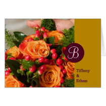 Brown band custom photo monogram letter thank you cards