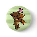 Brown bear hugging baby bear pin