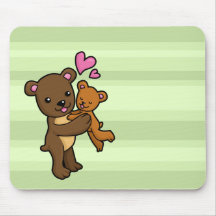 Brown bear hugging baby bear mousepad