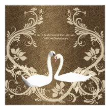 Brown beige vintage bird engagement invite