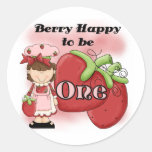 Brown Berry First Birthday Tshirts and Gifts Round Stickers