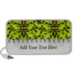 brown bird and lime green damask design iPhone speakers