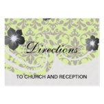 brown bird and lime green damask pattern business card template