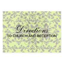 brown bird and lime green damask pattern business cards