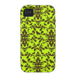 brown bird and lime green damask pattern vibe iPhone 4 covers