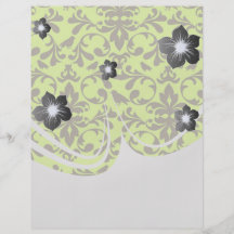 brown bird and lime green damask pattern personalized flyer