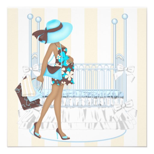 Brown Blue Baby Boy Shower Invitations
