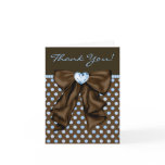 Brown Blue Baby Boy Shower Thank You Cards