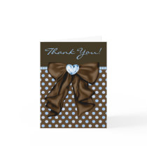Brown Blue Baby Boy Shower Thank You Cards
