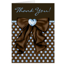 Brown Blue Baby Boy Shower Thank You Cards