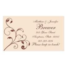 Brown Bride and Groom Contact Information Card Business Card