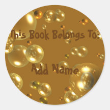 Brown Bubble Bookplate Sticker