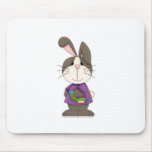 brown bunny holding easter egg mouse pad