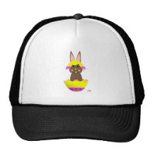 Brown Bunny Yellow Decorated Easter Egg Hats