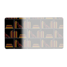Brown, Burgundy and Mustard Colour Books on Shelf. Personalized Shipping Labels