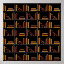 Brown, Burgundy and Mustard Colour Books on Shelf. Print