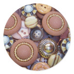 Brown Buttons Round Stickers