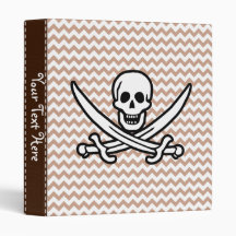Brown Chevron Pattern Jolly Roger Vinyl Binder